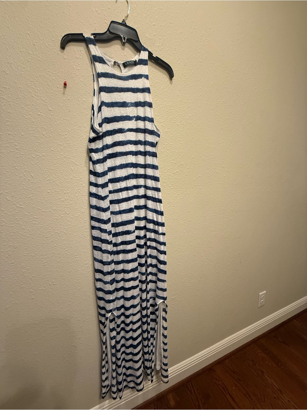 Ralph Lauren Navy and White Striped Tank Maxi Dress